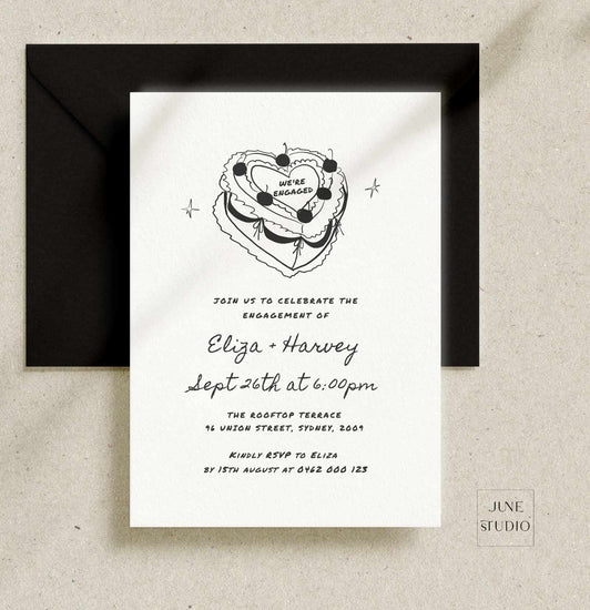  Vintage Cake Illustrated Engagement Invitation Template