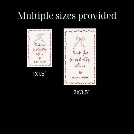 customizable That's Amore Wavy Bow Favor Tag digital Templatecomes in multiple sizes