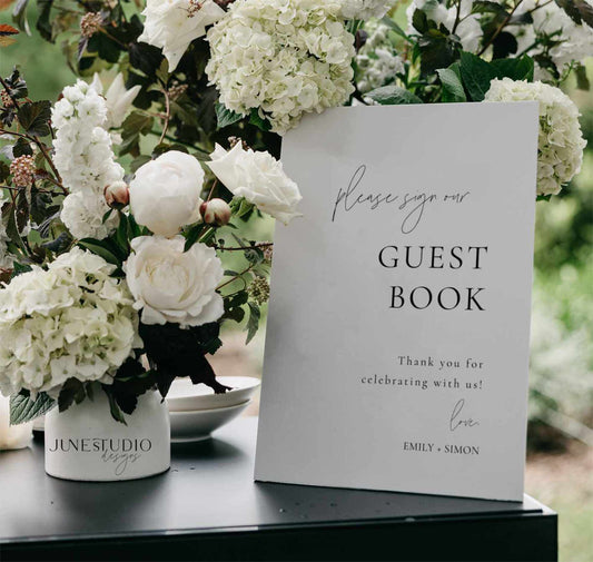 minimal_dainty script Wedding_guest_book_Sign_template