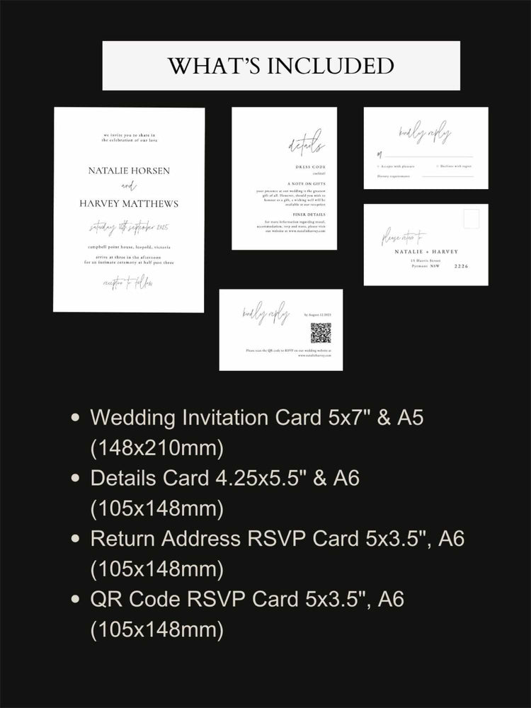 Modern Minimalist Wedding Invitation Suite Template | Customizable