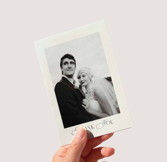 modern vintage wedding photo thank you card digital template, bow illustrated wedding thank you card, old money wedding aethetic, modern luxe wedding templates