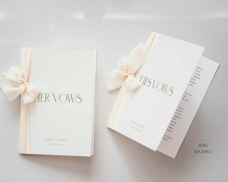 Sage Green Wedding His Vows Her Vows Book Set Template