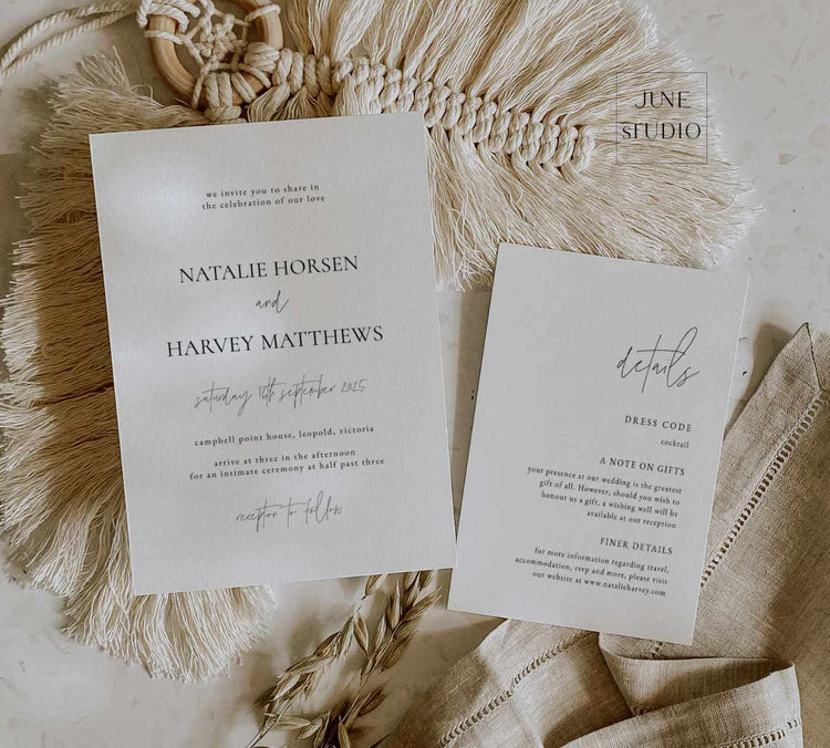 Modern Minimalist Wedding Invitation Suite Template | Customizable
