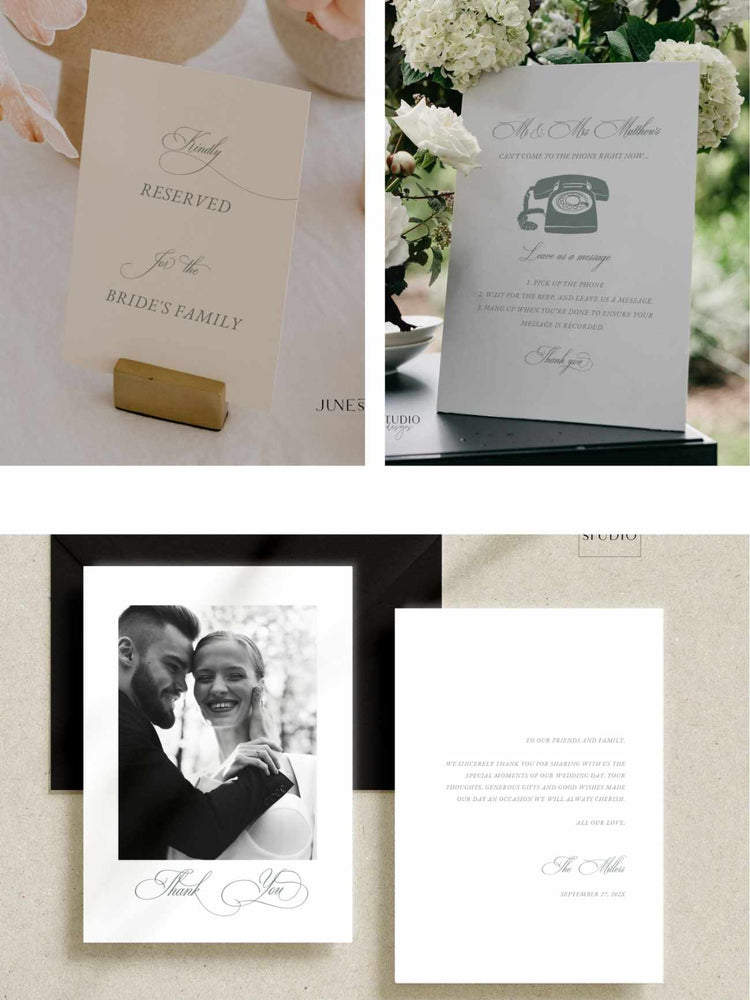 Classic Vintage Green Wedding Bundle Digital Templates
