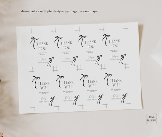 Black Bow birthday Favour Tag printable Template