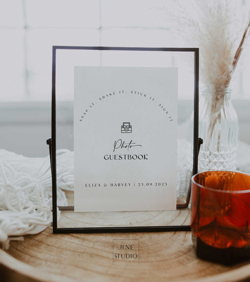 customizable modern minimalist Wedding Photo Guest Book Sign digital Template