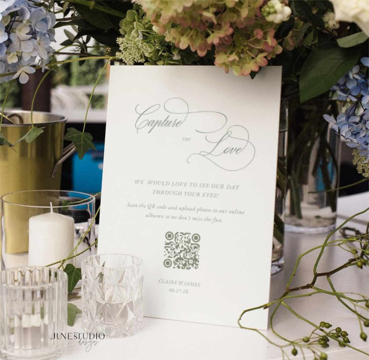 Vintage Green QR Code Photo Sharing Sign Template