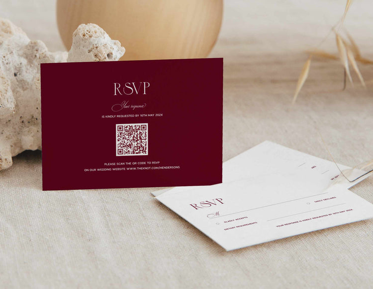 Burgundy Wedding Invitation Suite Templates | Customizable
