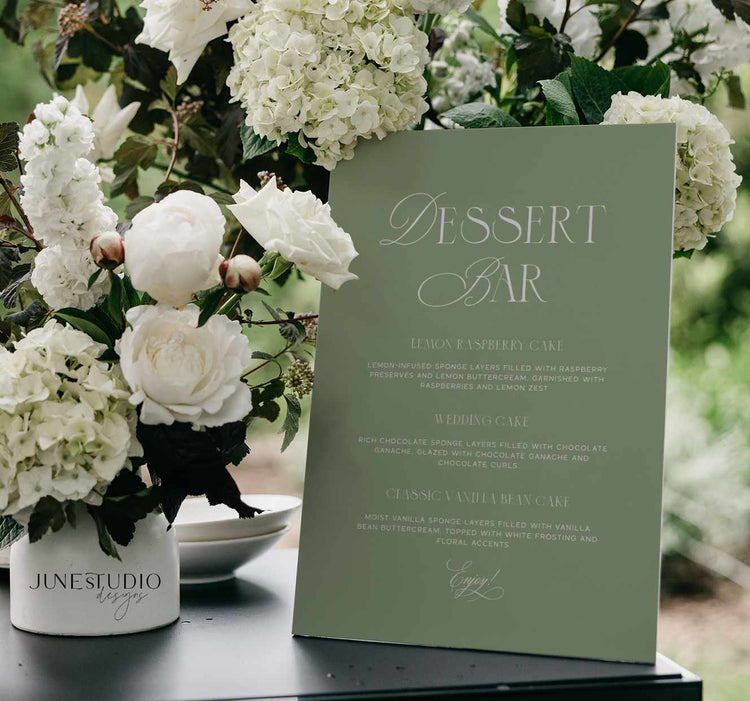Sage Green Dessert Bar Menu Sign Template