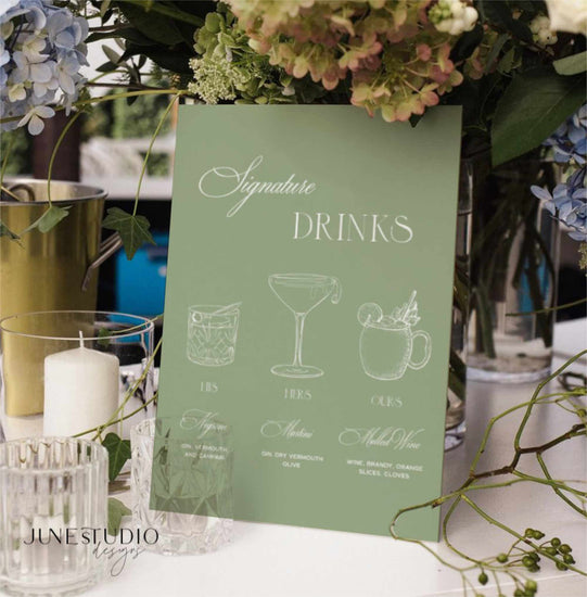customizable sage_green_chic Wedding_Signature cocktails_Signage_printable template
