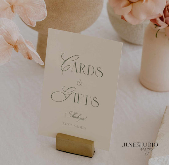 luxe minimalist sage green cards and gifts sign wedding printable template 