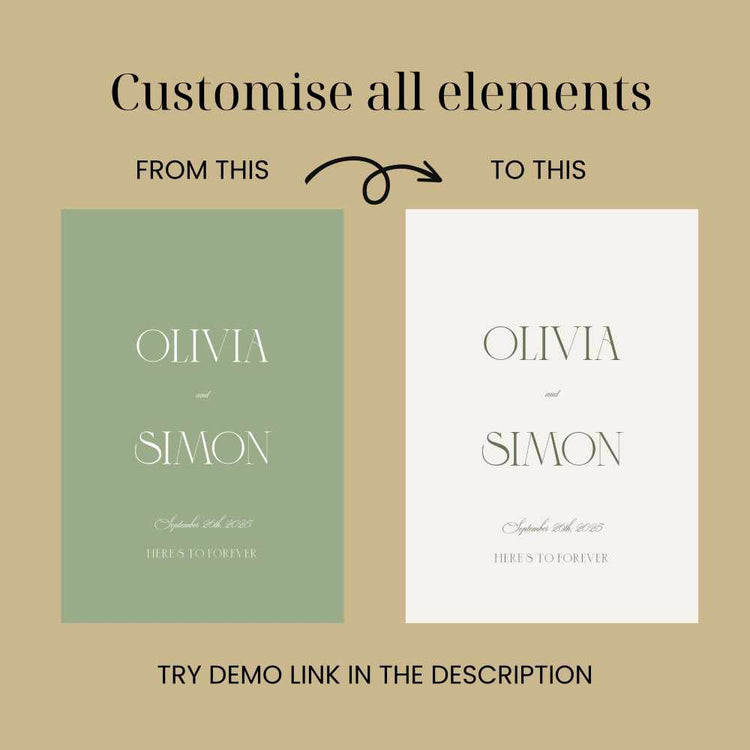 Sage Green Wedding Welcome Sign Digital Template