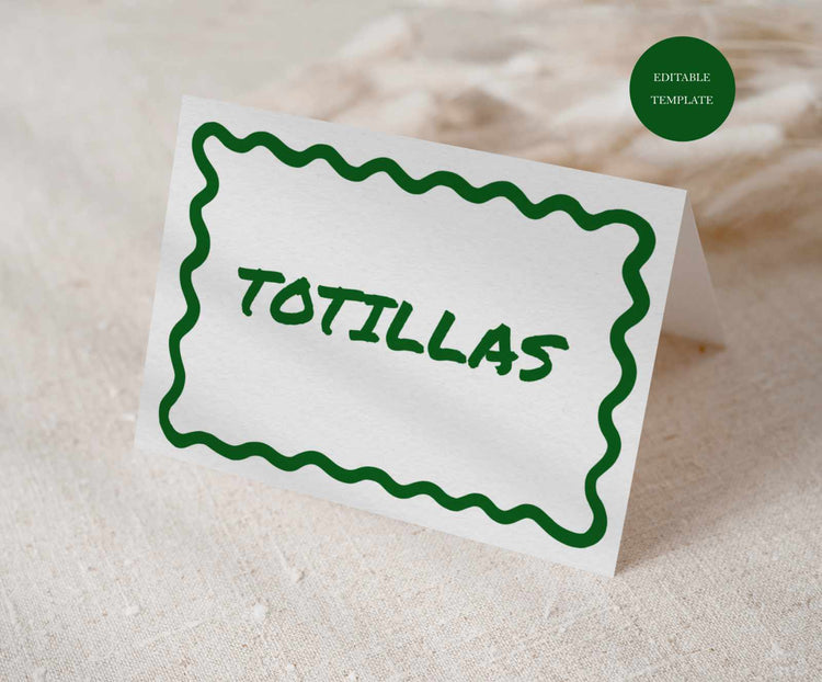 Printable Taco Bar Food Tent Card