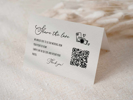 Hand drawn Wedding Photo QR Code Card Template