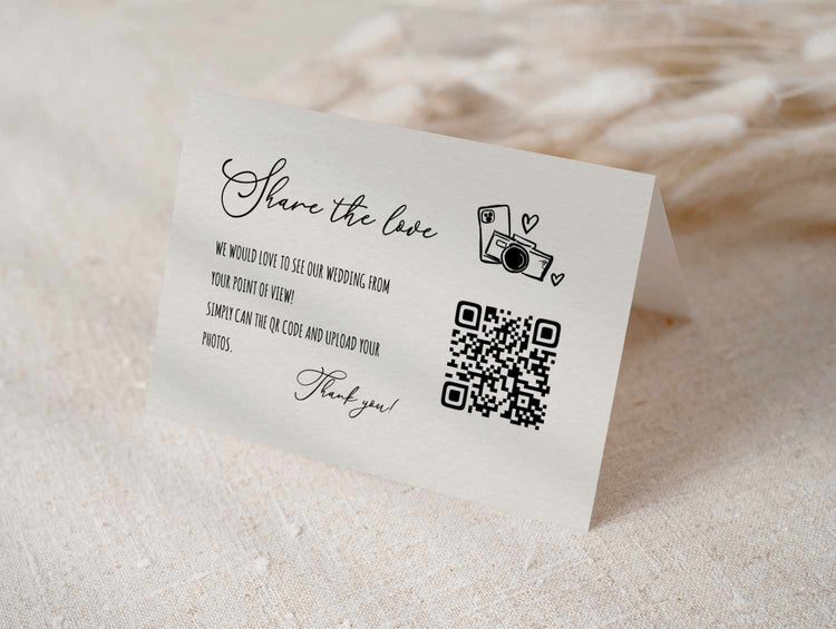 Hand drawn Wedding Photo QR Code Card Template