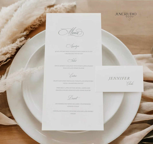 Classic Menu and Table Setting Card Set Template