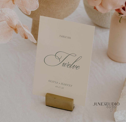 Timeless Wedding Table Number Sign Template