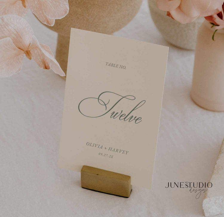 Timeless Wedding Table Number Sign Template
