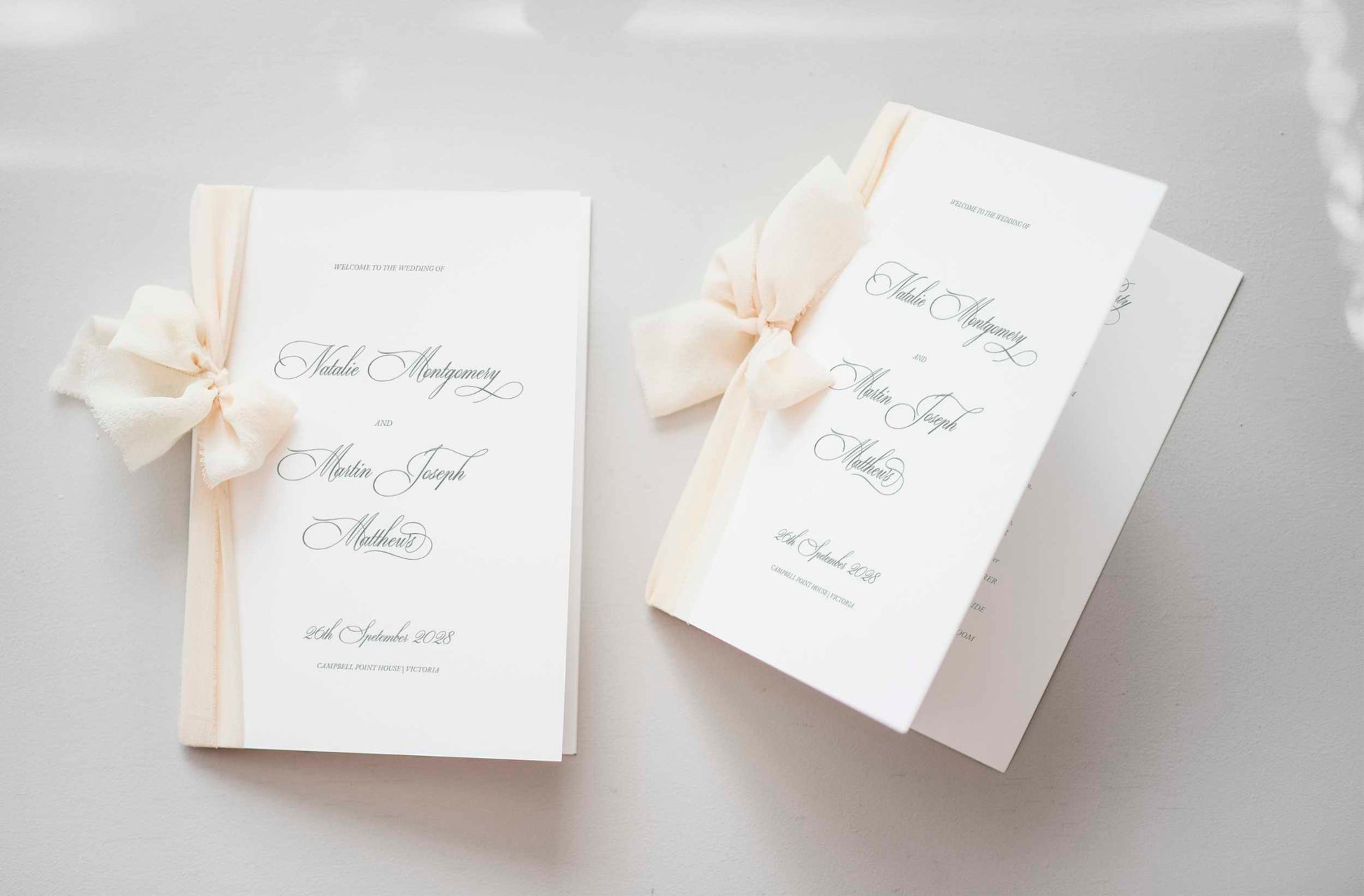 vintage green wedding church program booklet printable template front side