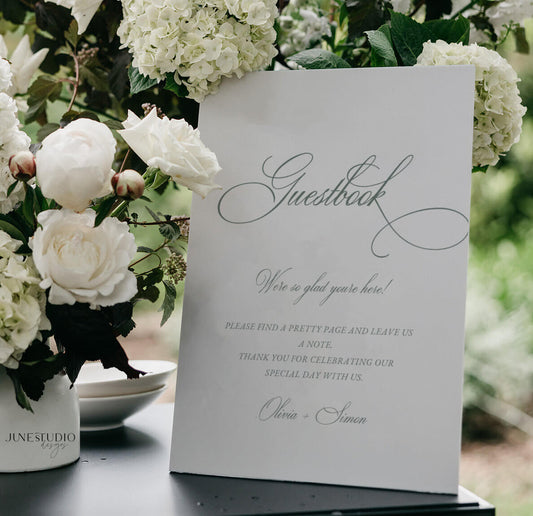 classic elegant calligraphy guest book sign editable template