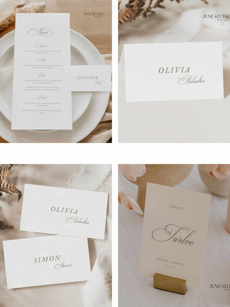 Classic Vintage Green Wedding Bundle Digital Templates