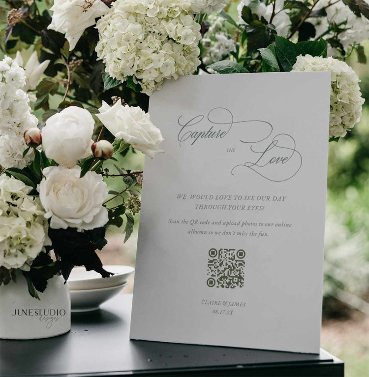 Vintage Green QR Code Photo Sharing Sign Template
