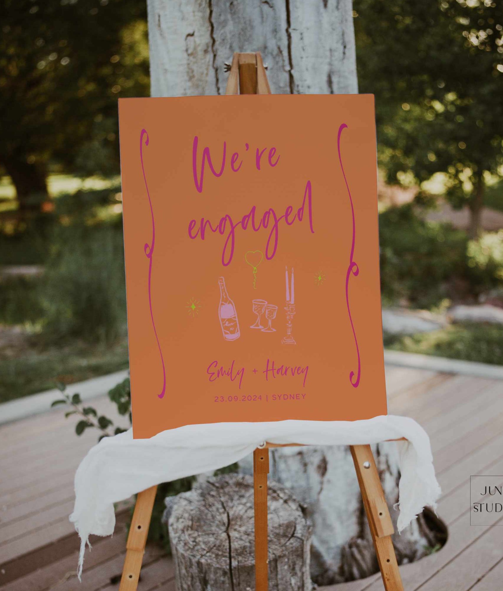vibrant hand drawn whimsical engagement welcome sign template
