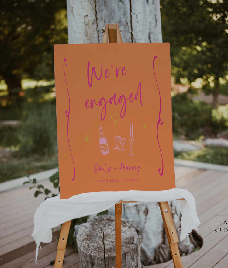 vibrant hand drawn whimsical engagement welcome sign template