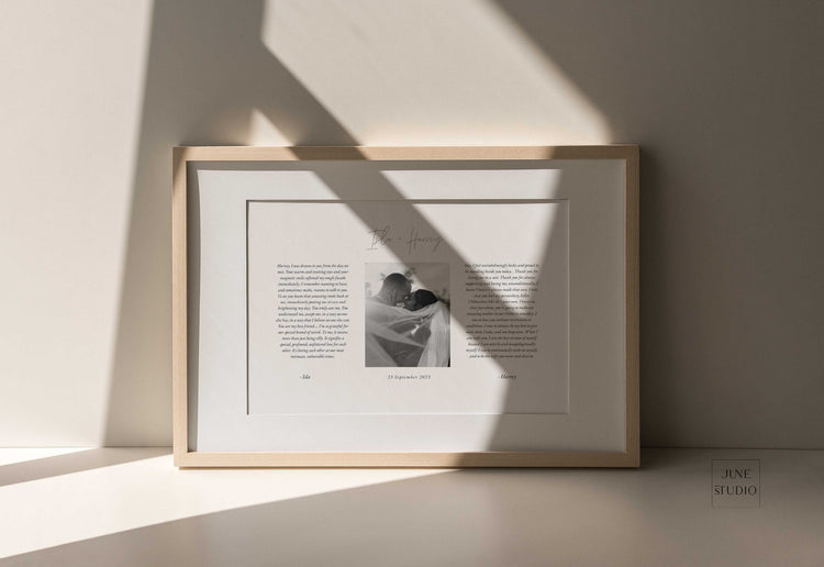 Modern Minimalist Horizontal Wedding Vows Art With Photo Template