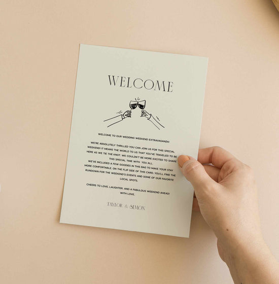 modern vintage Old Money Wedding Weekend Welcome Card digital Template