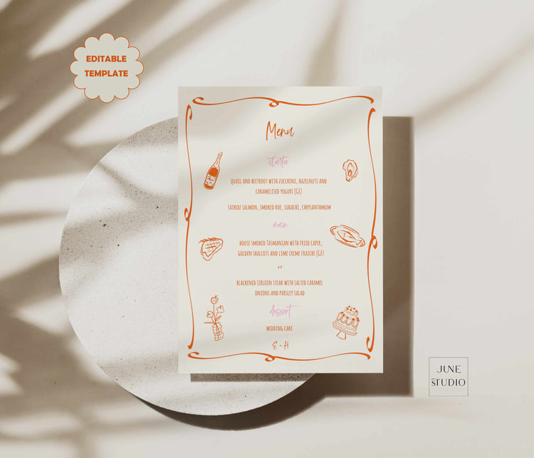 Hand drawn Vibrant Colourful Menu Template