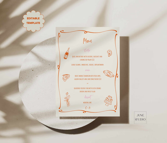 Hand drawn Vibrant Colourful Menu Template
