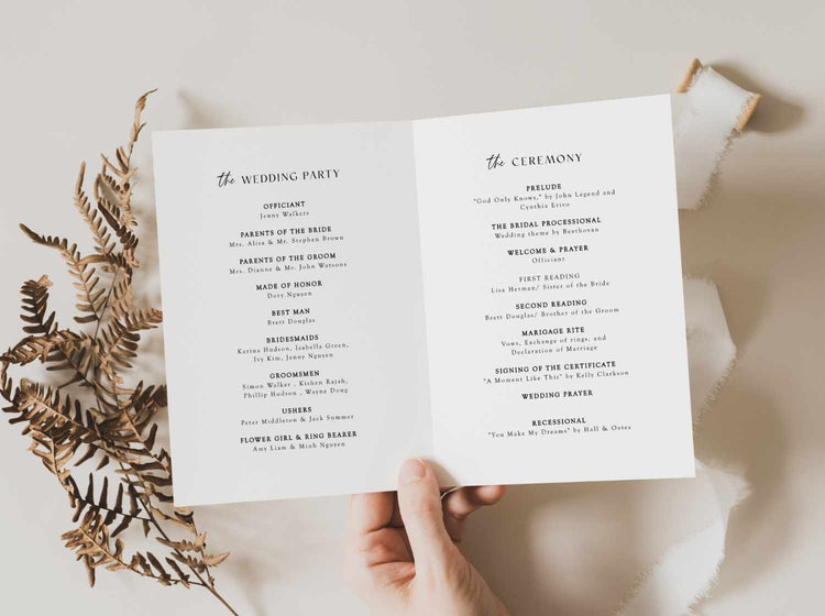 Minimalist Church Wedding Program Ceremony Template