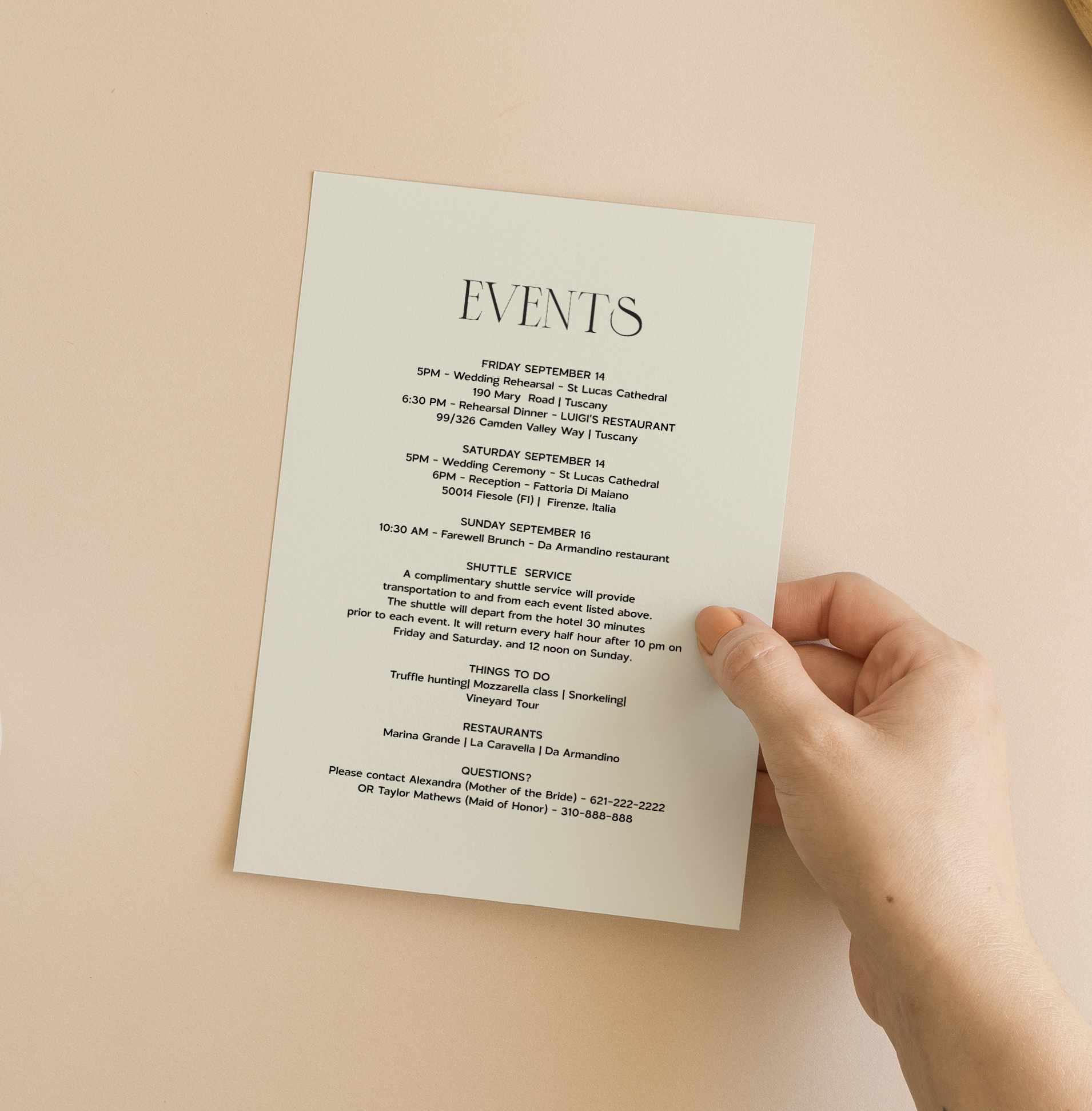 customizable modern vintage Old Money Wedding Weekend Welcome Card printable template