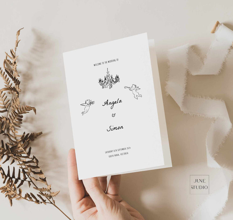 Hand drawn Wedding Program Booklet Template
