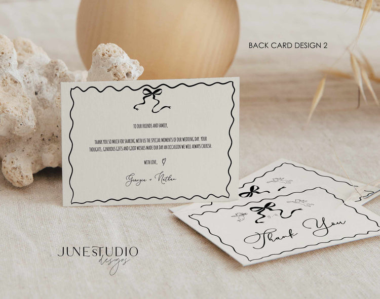 Whimsical Hand drawn bow Thank You Card Template