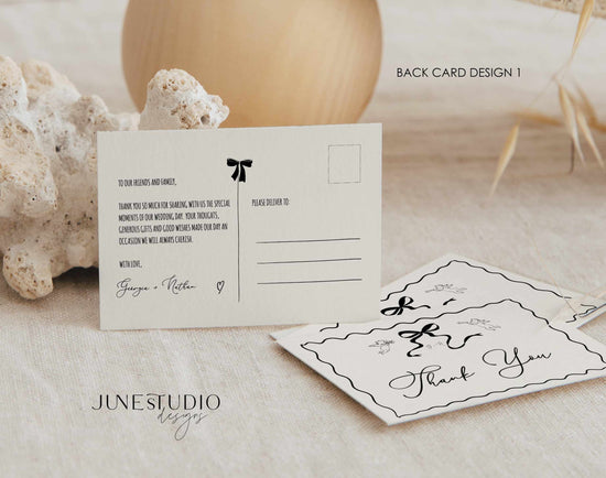 Whimsical Hand drawn bow cherubs Thank You Card digital Template