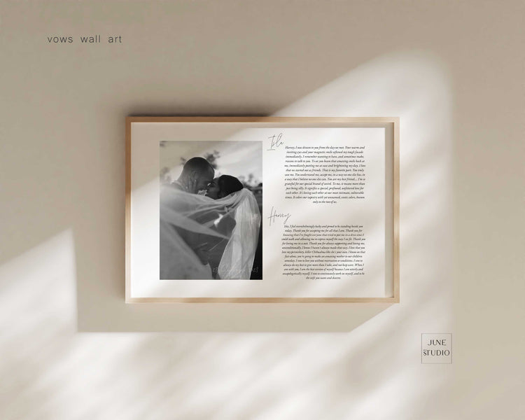 Modern horizontal Wedding Photo Wedding Vows Wall Art Template