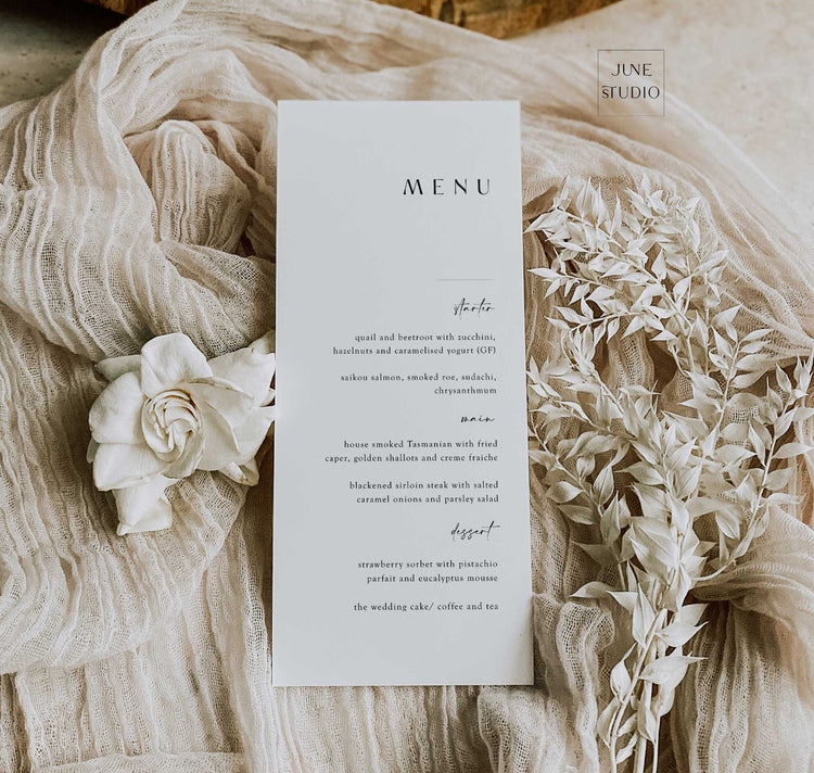 customizable chic Wedding Menu Card Digital Template