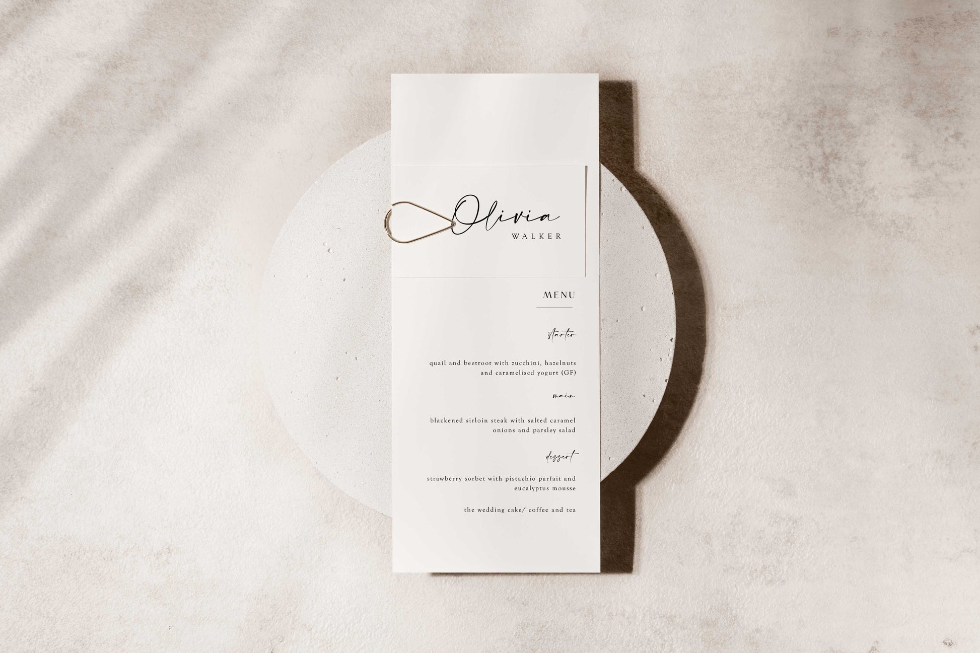 modern script Wedding Menu Card Digital Template