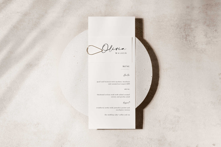 modern script Wedding Menu Card Digital Template