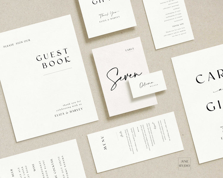 Modern Script Wedding Place Card Template