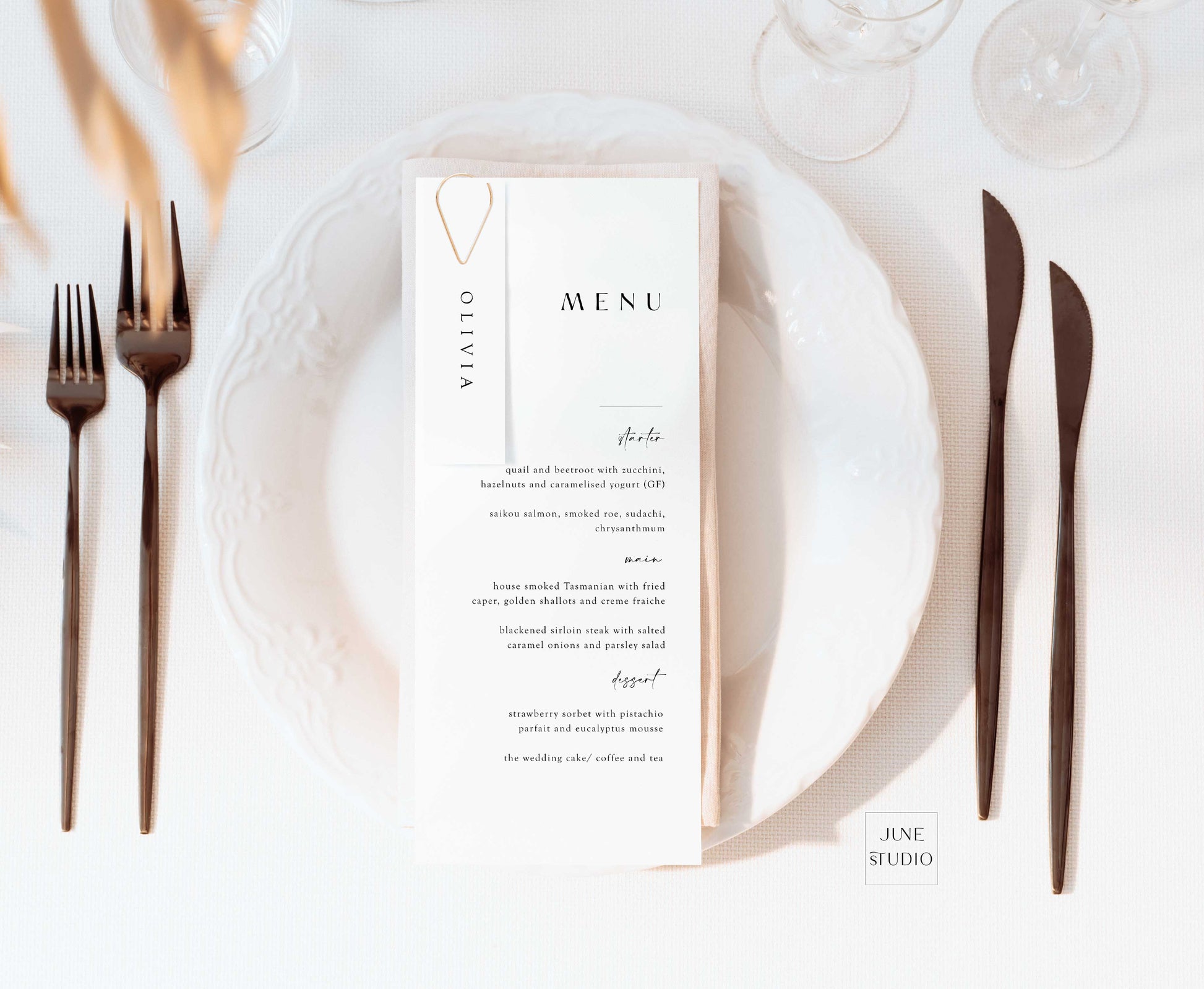 minimal Wedding Menu Card Digital Template