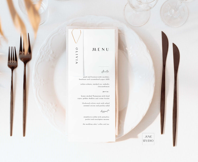 minimal Wedding Menu Card Digital Template